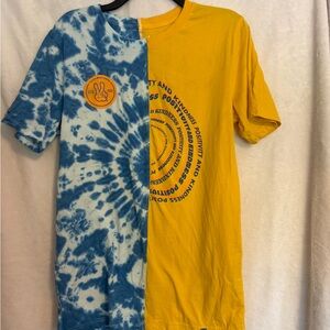 Dutch Bros Blue Tie Dye and Yellow Cotton Tee - Unisex
